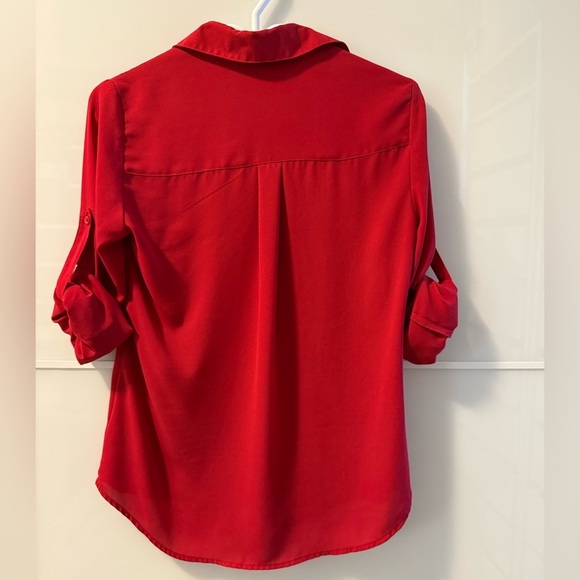 EXPRESS Red Women's Button-Up Blouse - Picture 3 of 4
